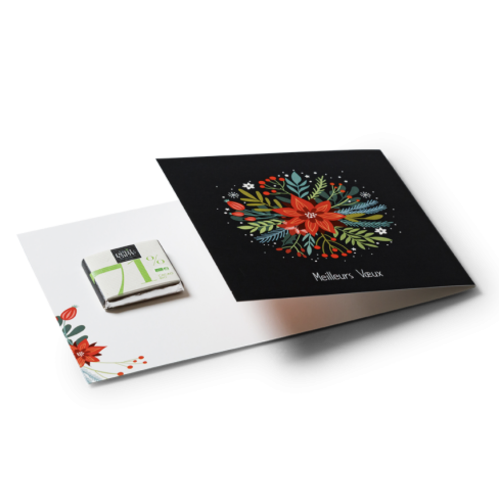 Carte de voeux avec 1 carré de chocolat - 4g