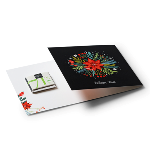 Carte de voeux avec 1 carré de chocolat - 4g