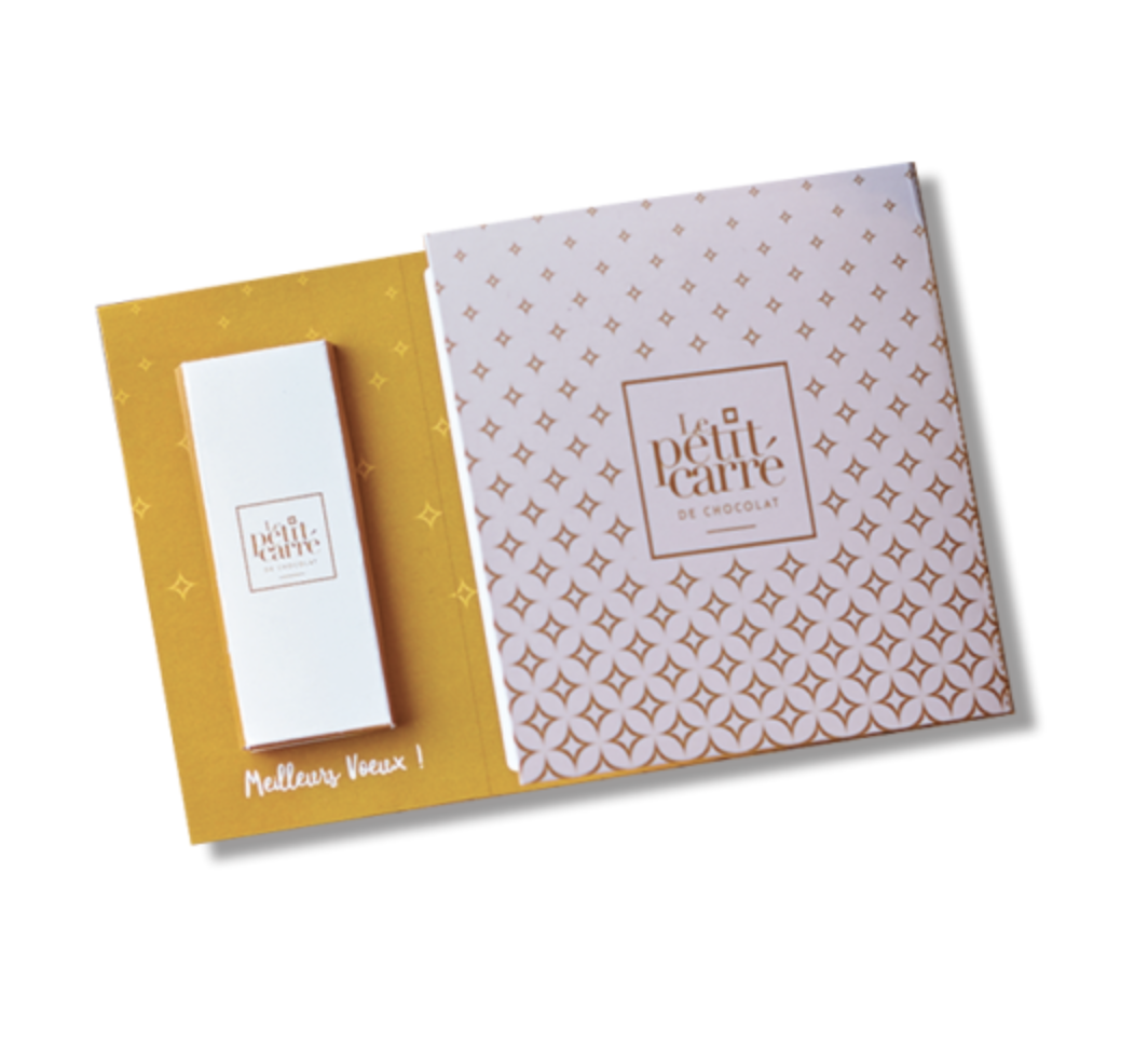 Carte de voeux  avec 2 carrés de chocolat - 10g - 1