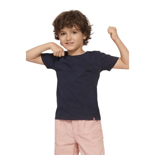 Tee-shirt enfant blanc col rond 100% coton made in France - Lou