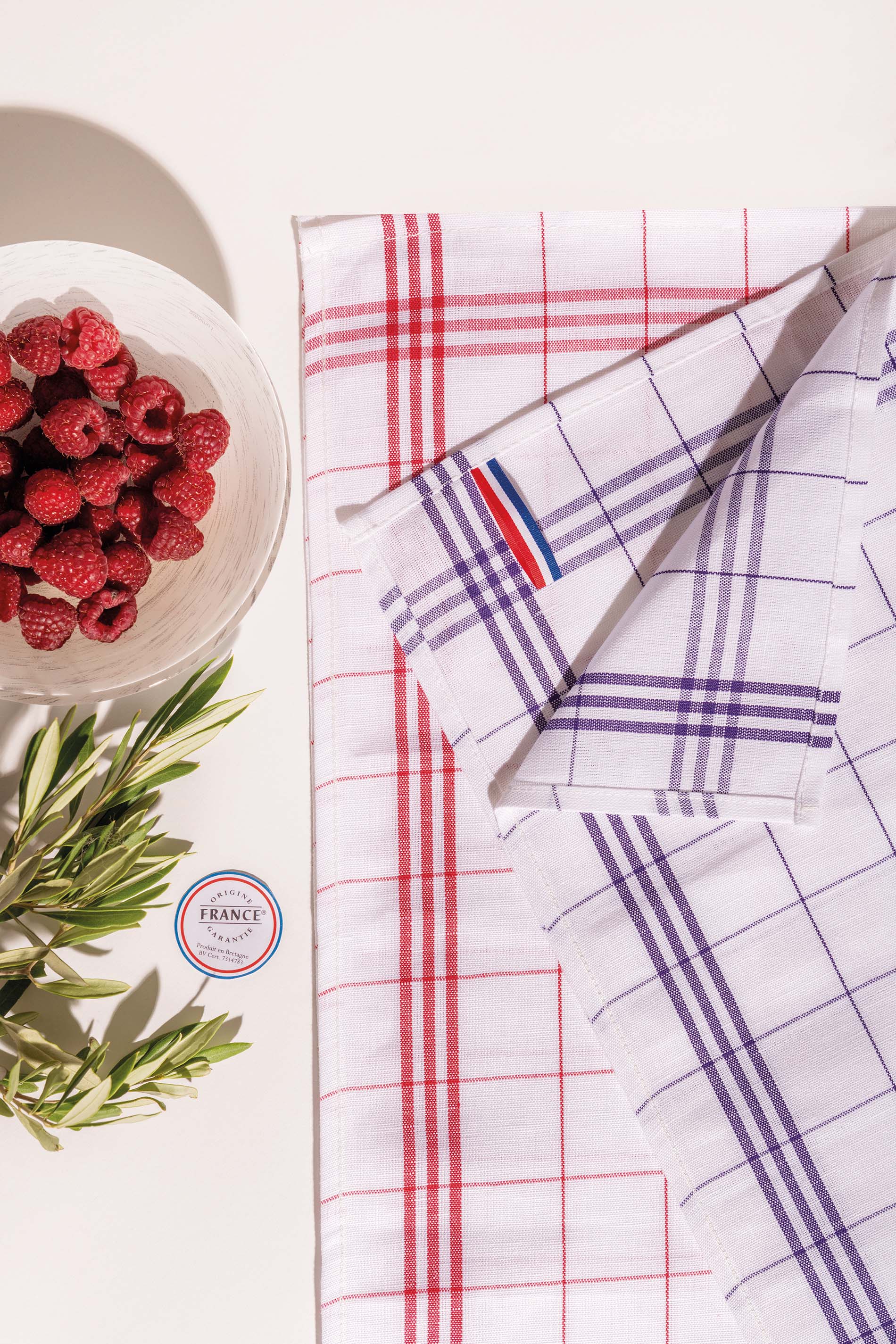 Torchon - essuie verres à carreaux en lin et coton made in France