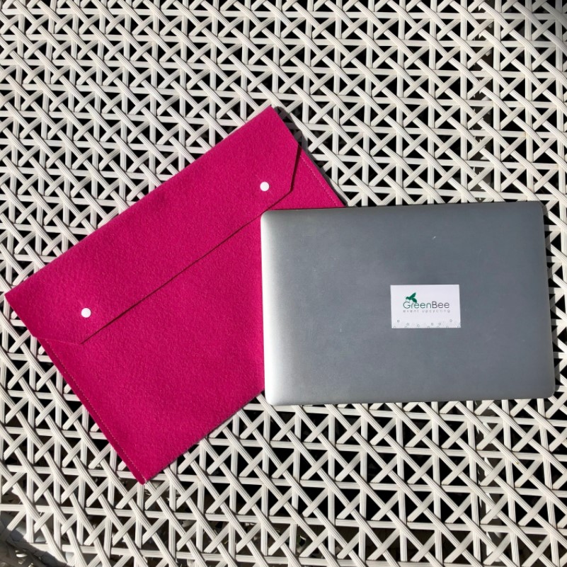 Sacoche d'ordinateur en moquette upcyclée made in France - TATIE SOPHIE - 3