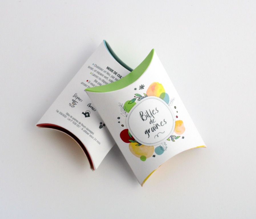 Berlingot 3 billes de graines - 50x80x20 mm - 3