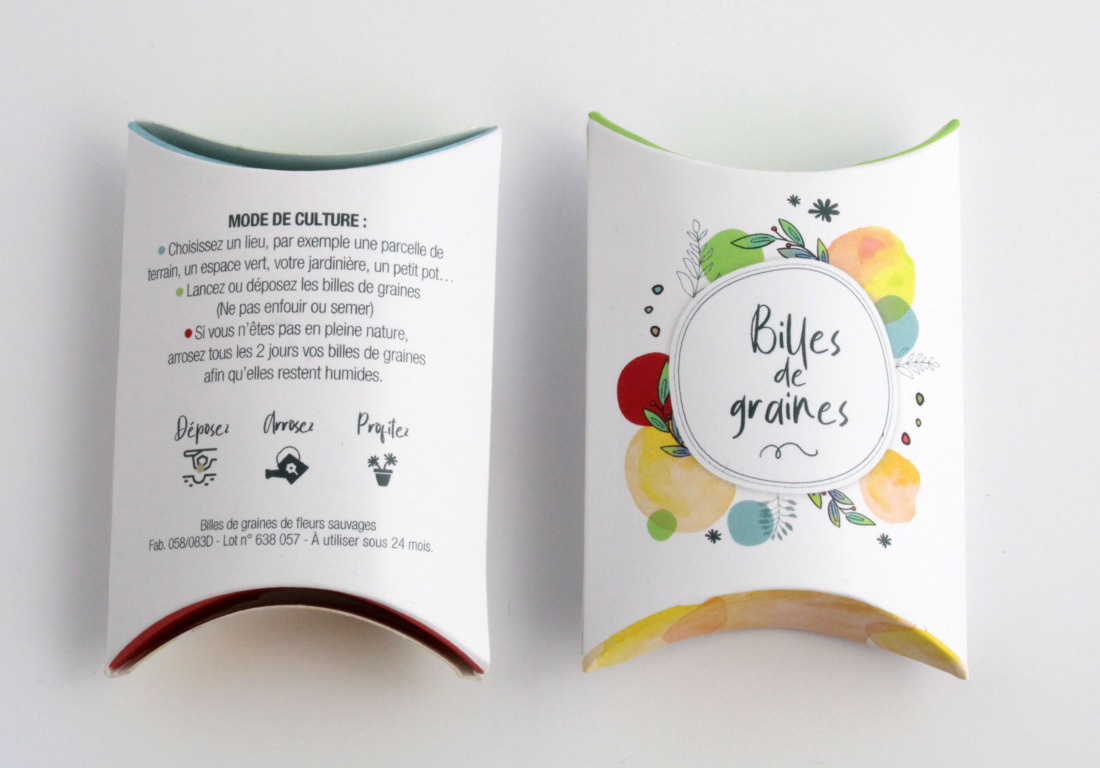 Berlingot 3 billes de graines - 50x80x20 mm - 4