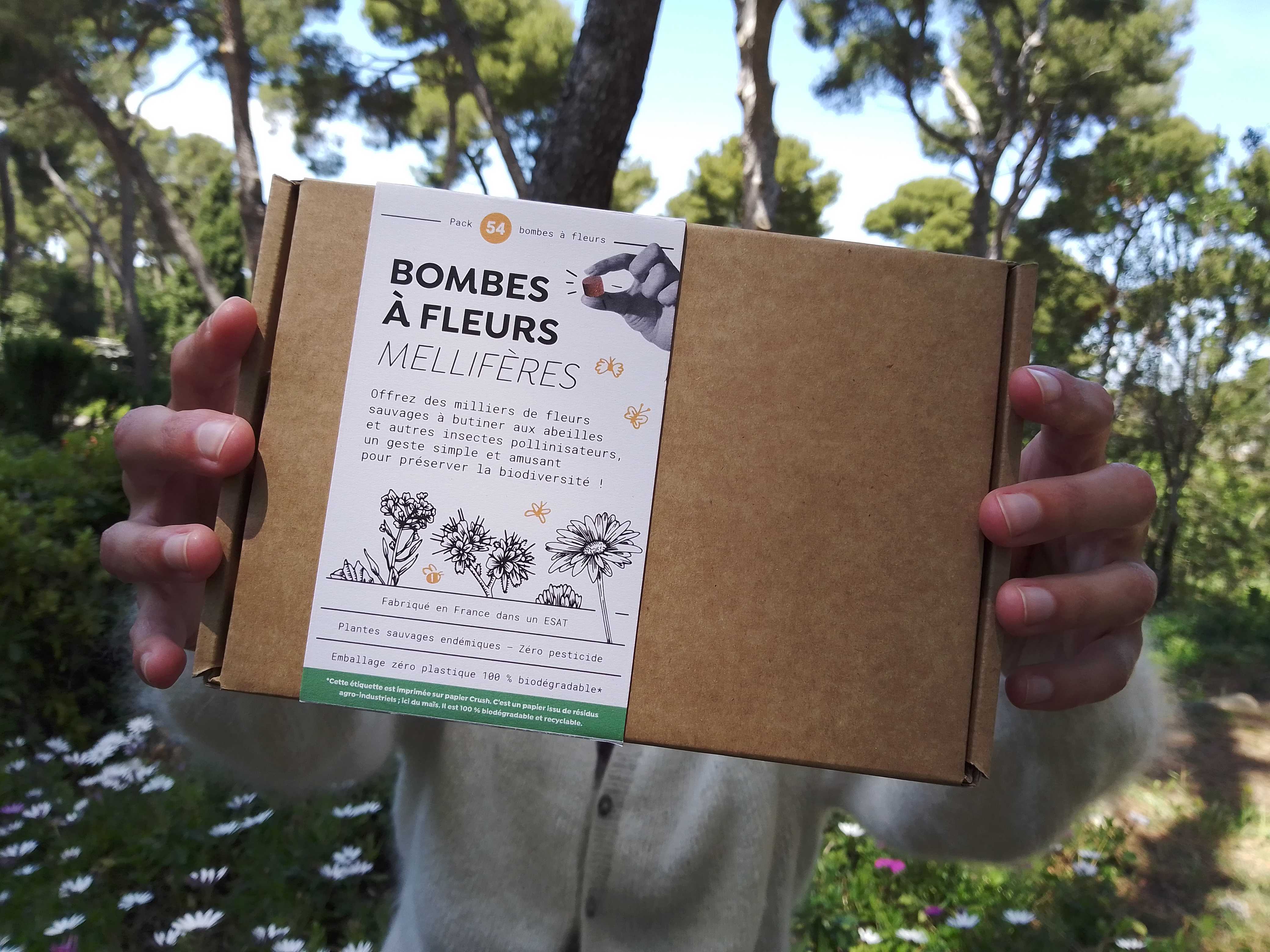 Bombes à fleurs dans coffret en carton kraft, fourreau personnalisable - 2