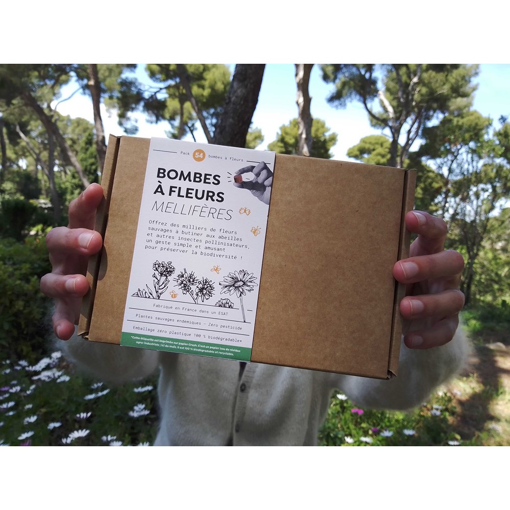 Bombes à fleurs dans coffret en carton kraft, fourreau personnalisable - 2