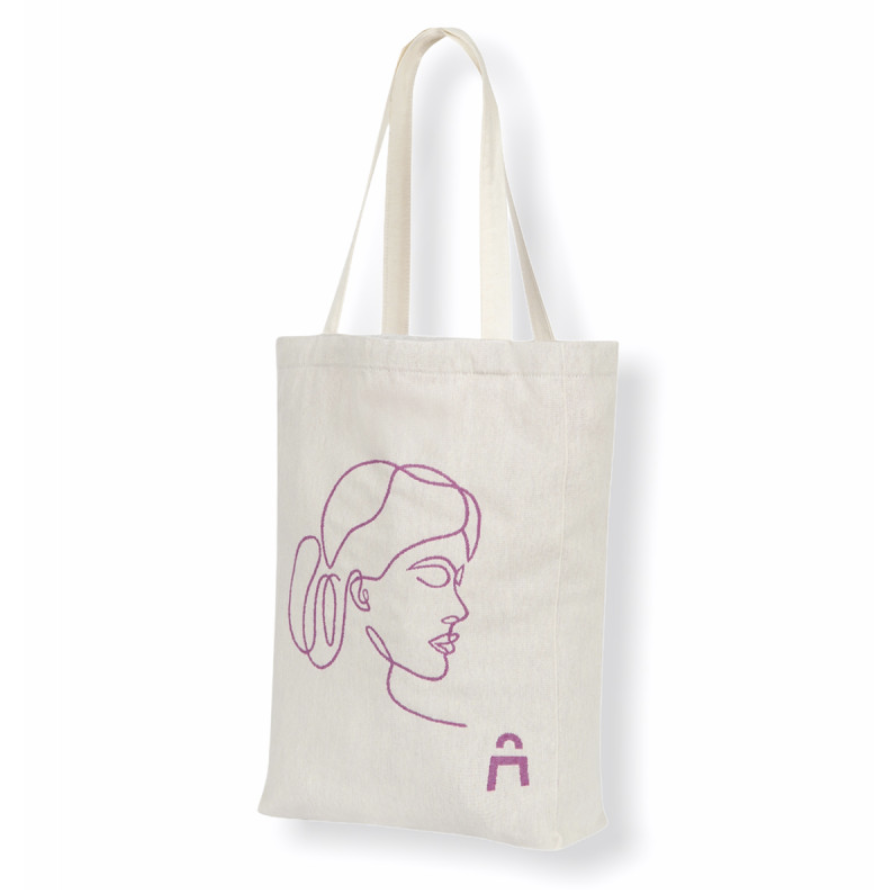 Tote bag soufflet tissage bicolore Jacquard