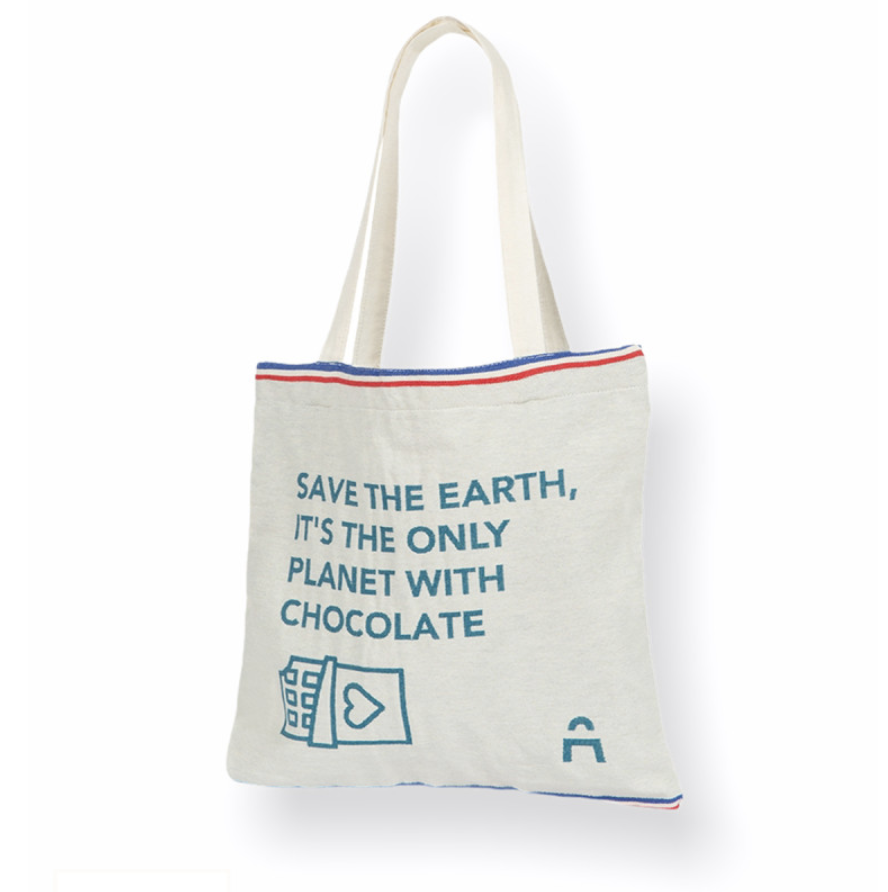 Tote bag poche tissage bicolore Jacquard