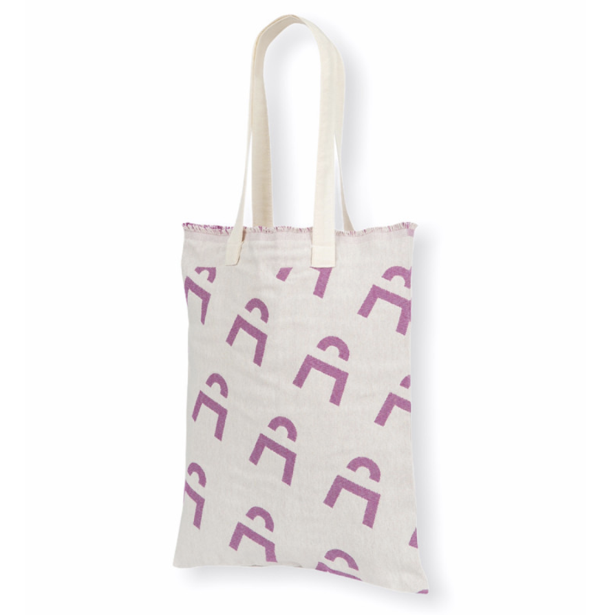 Tote bag franges tissage bicolore Jacquard