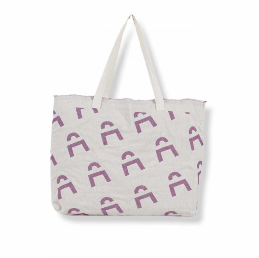 Cabas franges tissage bicolore Jacquard