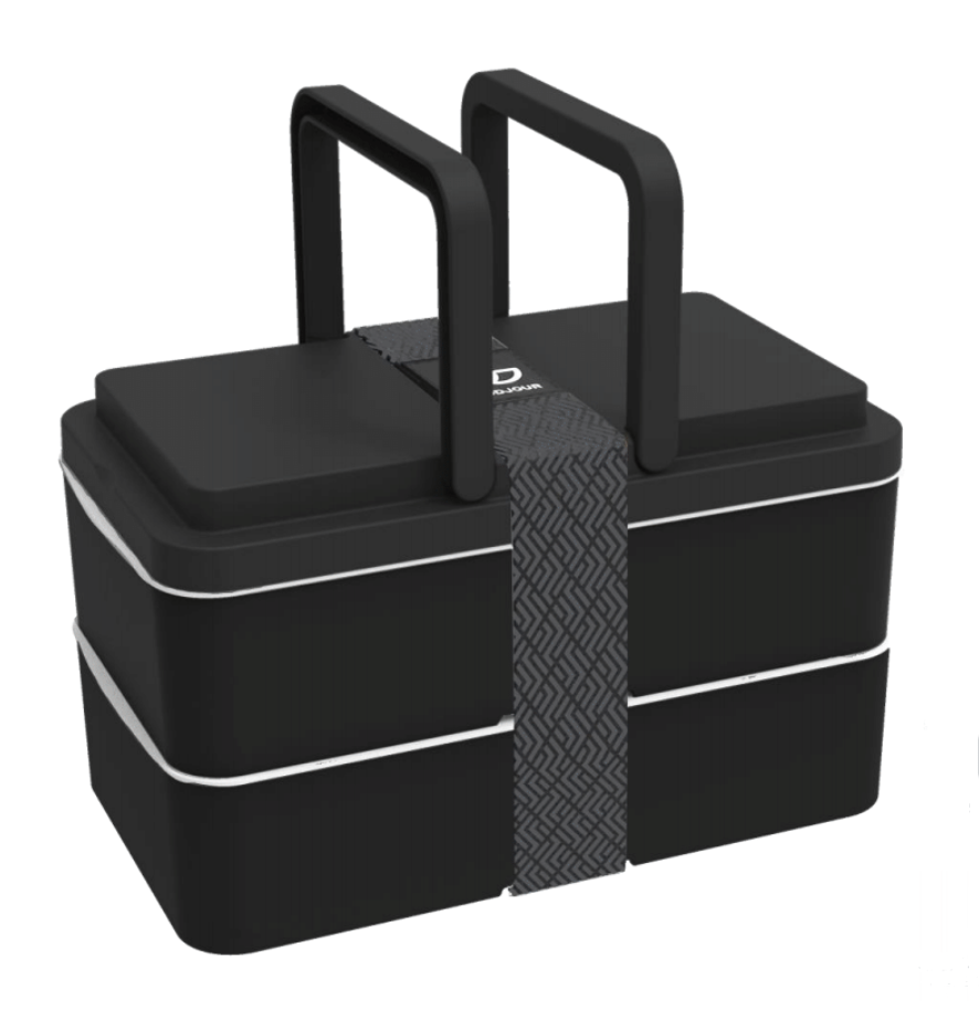 Lunchbox avec poignées 2 compartiments couleur unie - 2