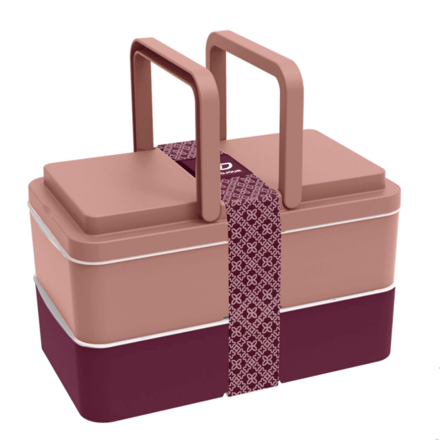 Lunchbox avec poignées 2 compartiments bicolore - 2