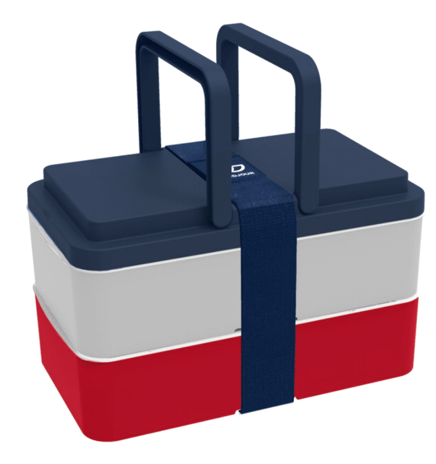 Lunchbox avec poignées 2 compartiments Bleu Blanc Rouge