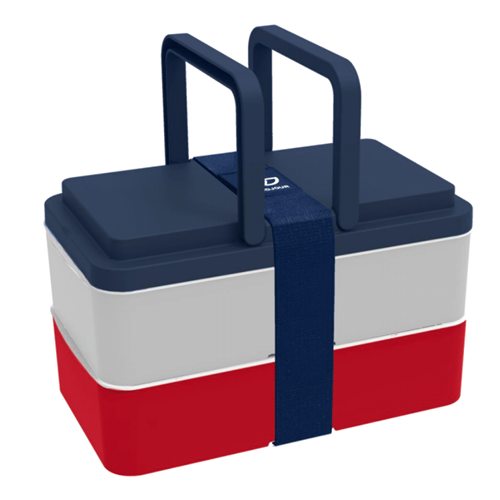Lunchbox avec poignées 2 compartiments Bleu Blanc Rouge