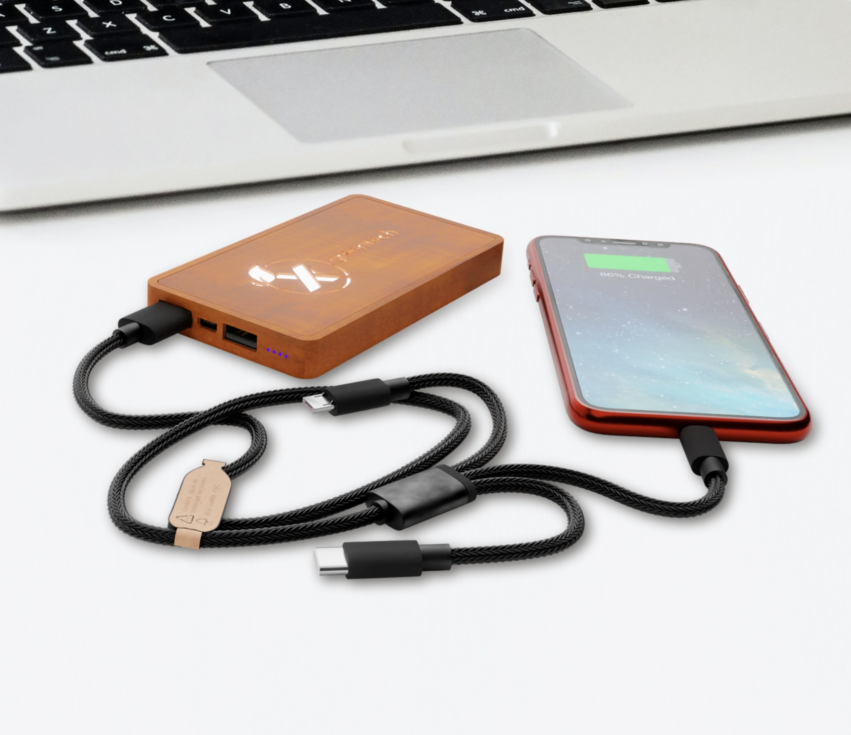 Powerbank en bois d'érable avec logo lumineux - 3