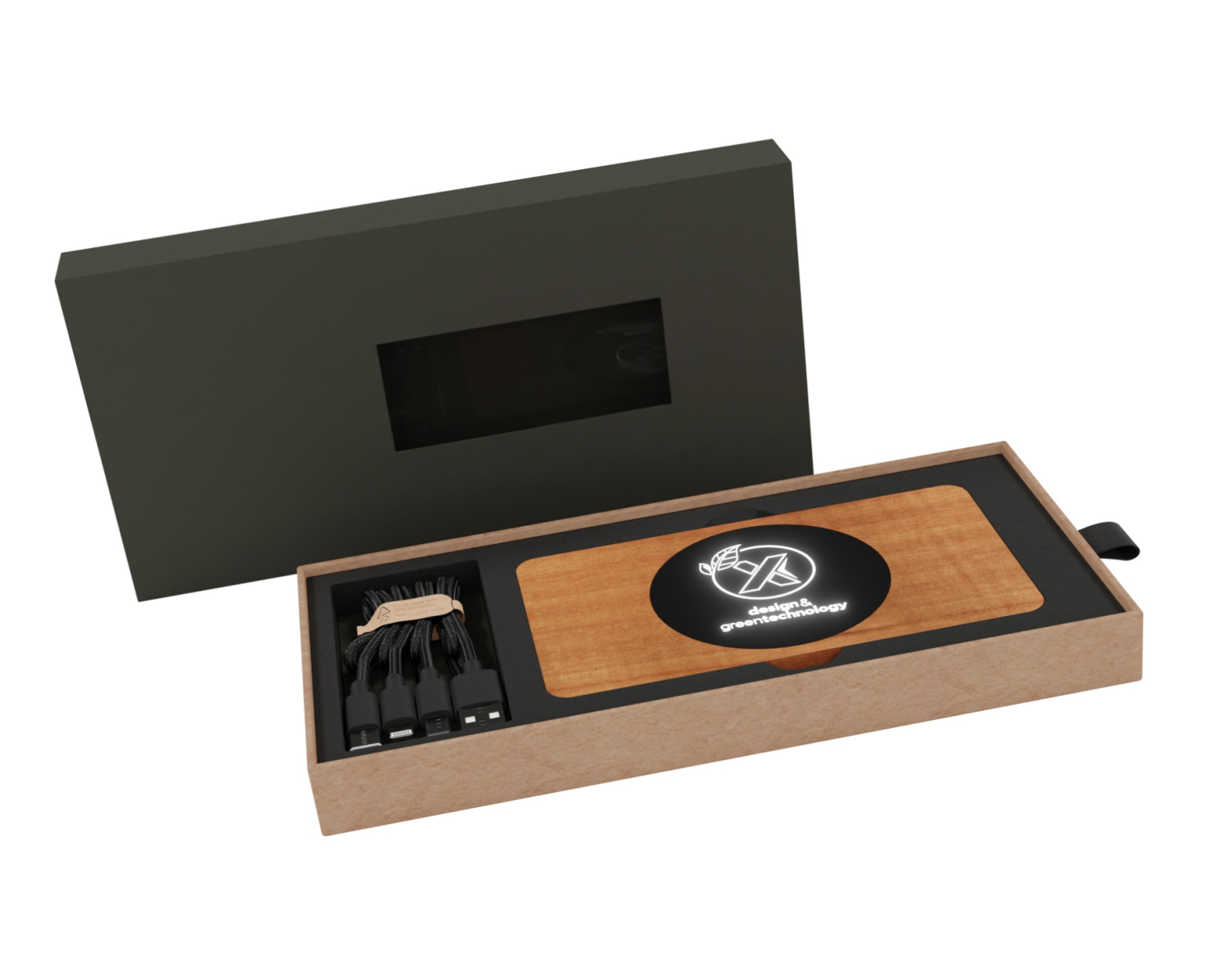 Powerbank en bambou avec logo lumineux - 4