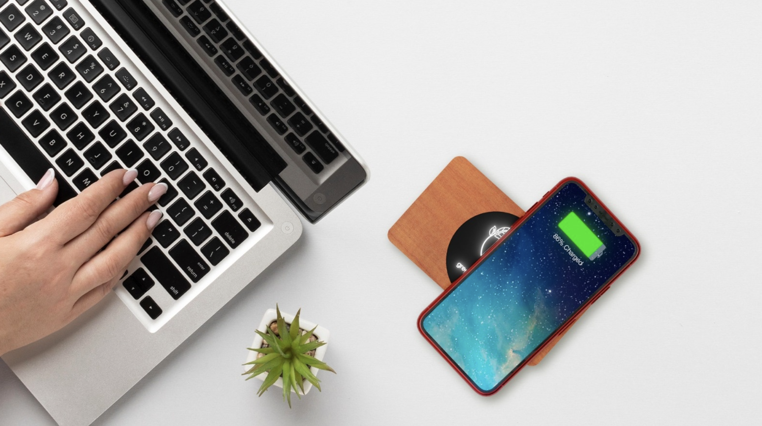 Powerbank en bambou avec logo lumineux - 5