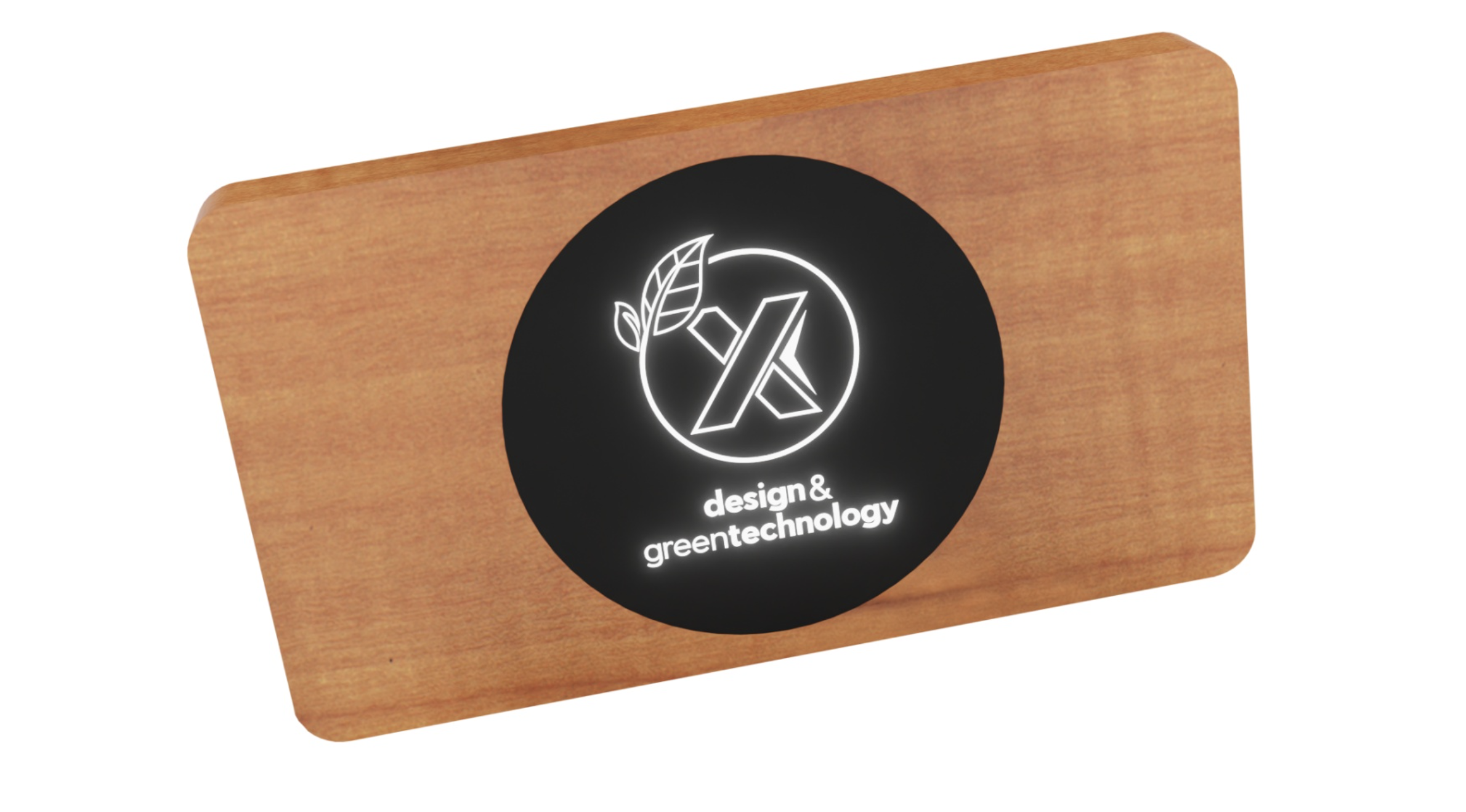 Powerbank en bambou avec logo lumineux