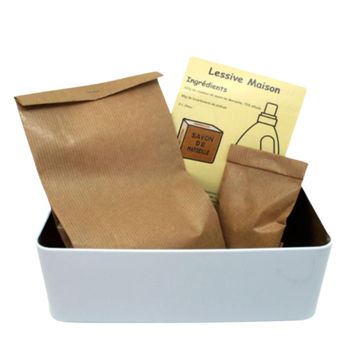 Kit Lessive Naturelle avec boite en métal personnalisable DIY