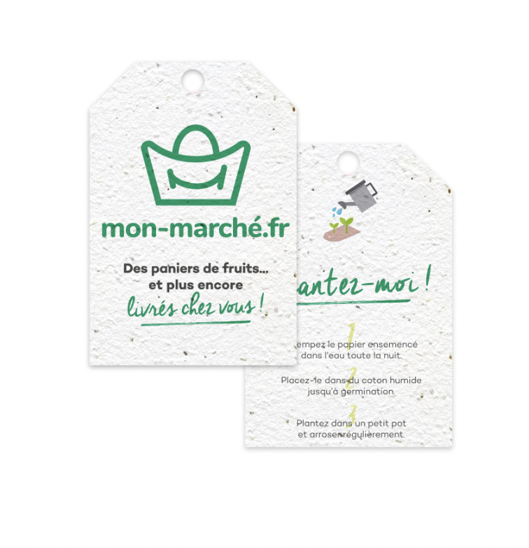 Étiquette ensemencée format biseauté Made in France