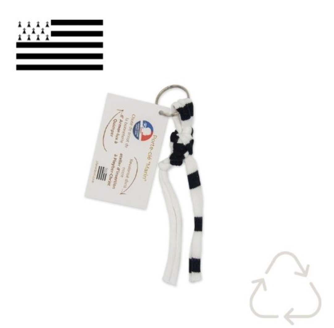 Porte-clé marin "noeud en bouteille" couleur de l'océan