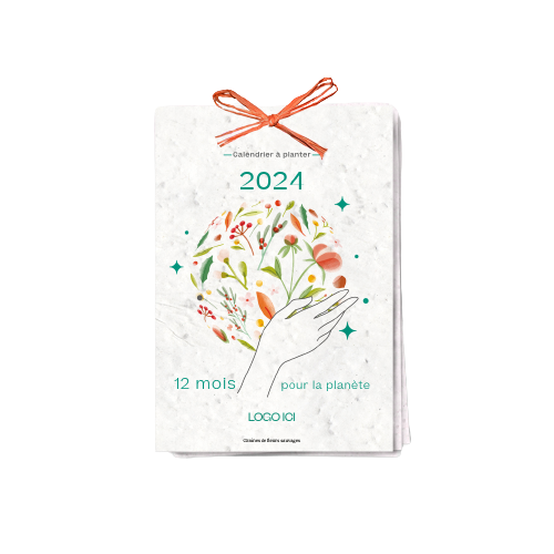 Calendrier 13 graines en papier ensemencé à planter - format A6 - 6