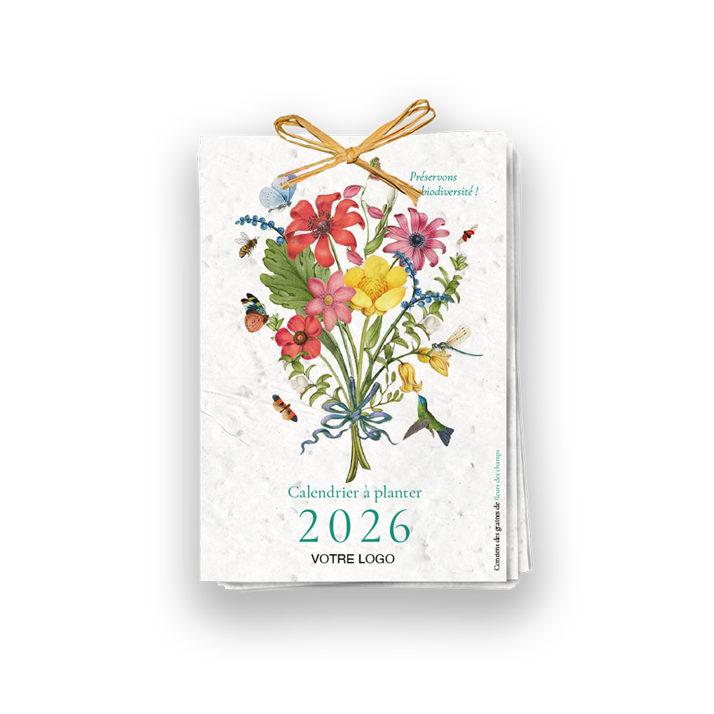 Calendrier 13 graines en papier ensemencé à planter - format A6 - 2