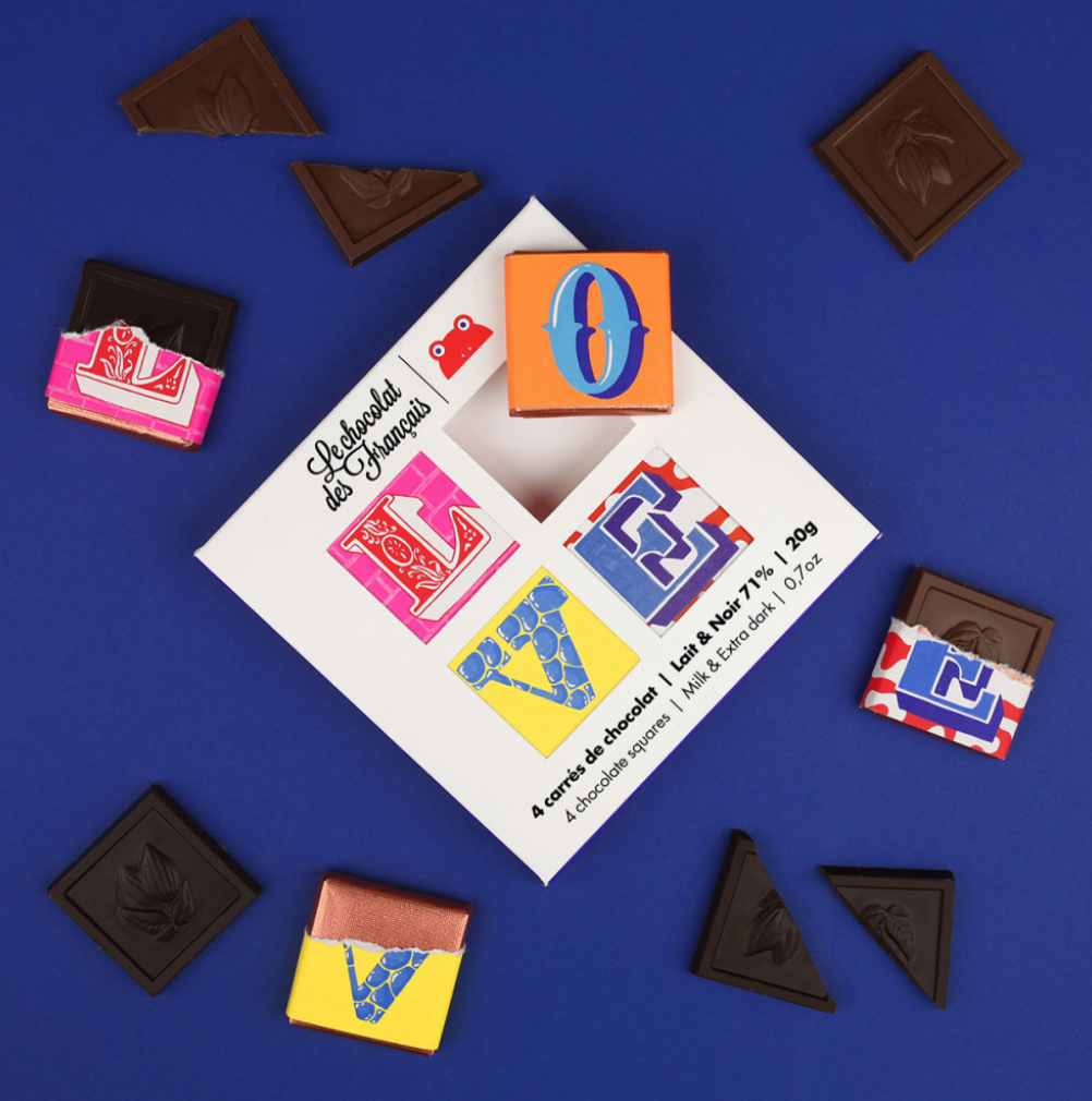 Coffret de 4 carrés de chocolat noir et au lait bio - 3