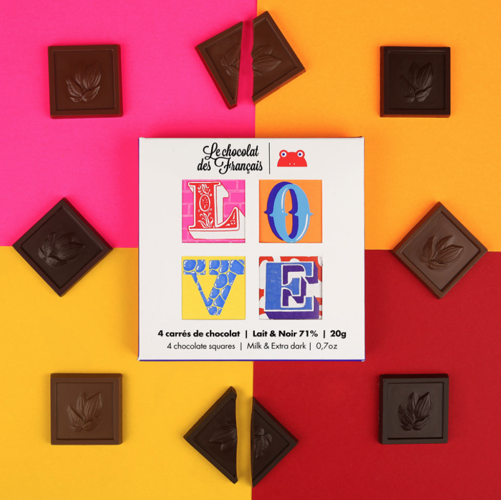 Coffret de 4 carrés de chocolat noir et au lait bio - 4