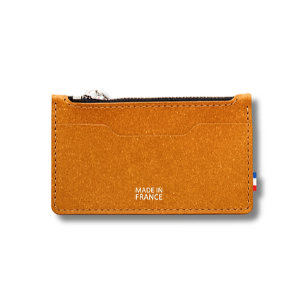 Porte-cartes avec zip en cuir recyclé 