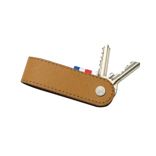 Porte-clés rond personnalisé en cuir recyclé - Fab France - ROND KEYS -  Vertlapub