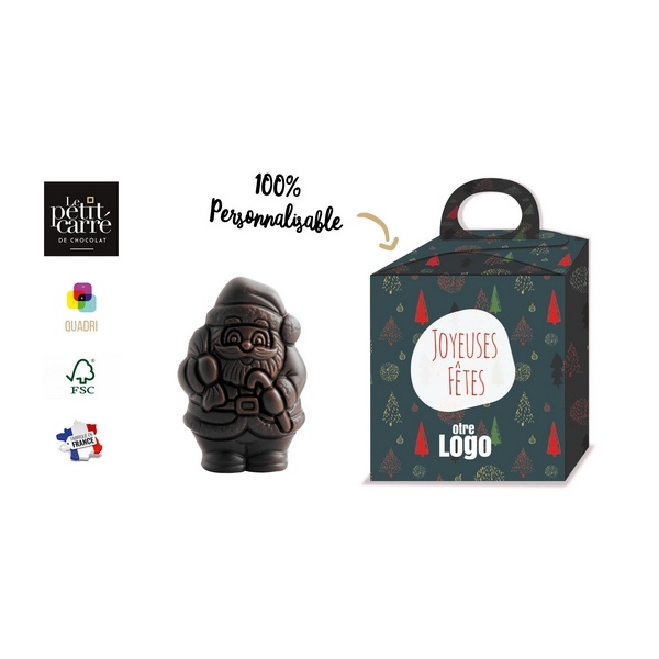 Moulage Père Noël 50g Noir 70% Bio personnalisé