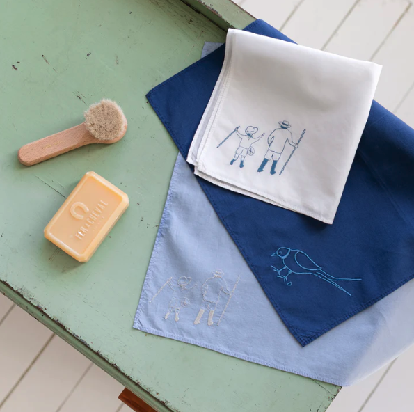 Mouchoir bleu mer Made in France coton biologique - 4