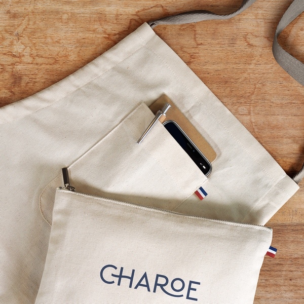 Tablier Horace naturel en coton bio Made in France -