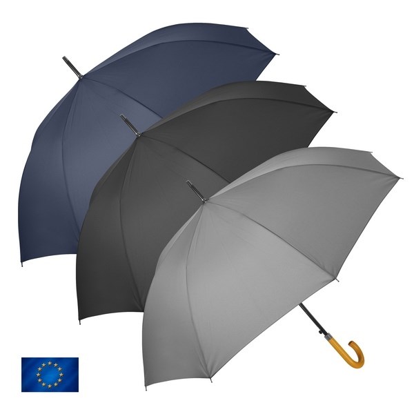 Parapluie PET recyclé, ouverture automatique, manche bois Made in Europe - 1