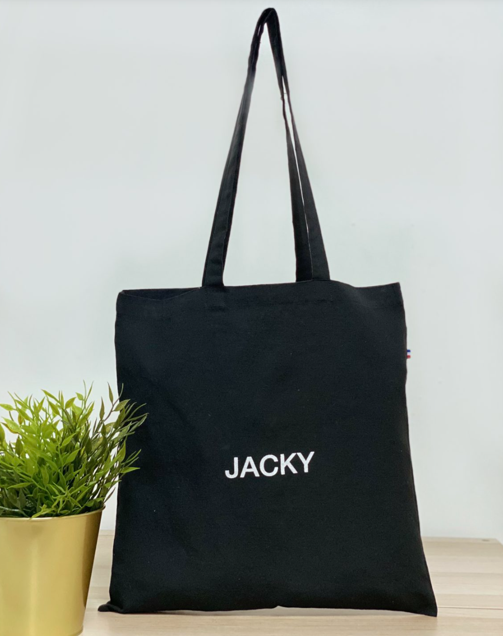 Tote bag noir Origine France Garantie en coton recyclé - Jacky - 4