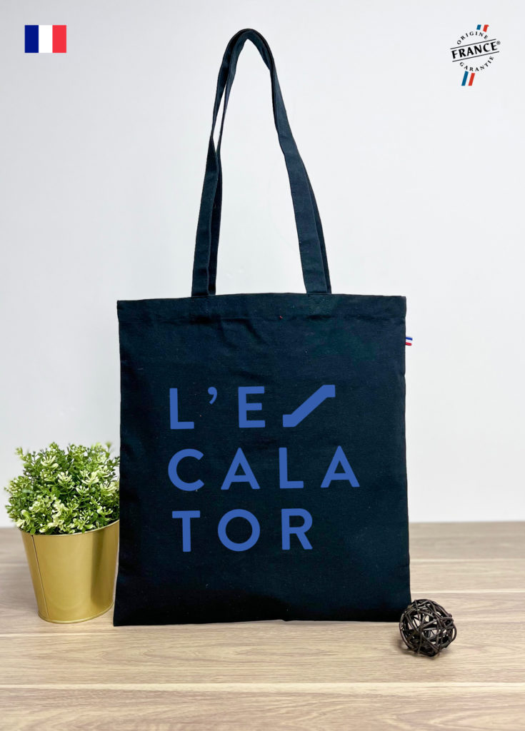 Tote bag noir Origine France Garantie en coton recyclé - Jacky - 3