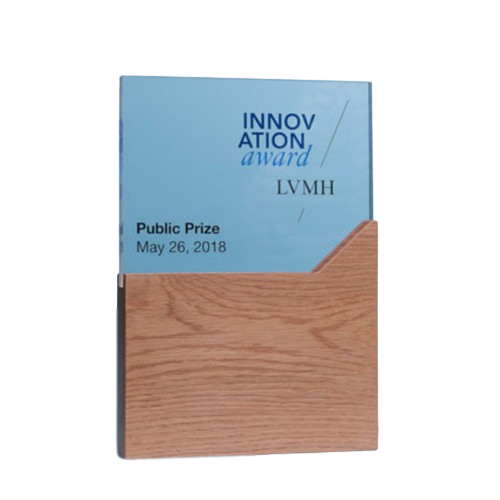 Trophée en bois & verre rectangle sur-mesure Made in France