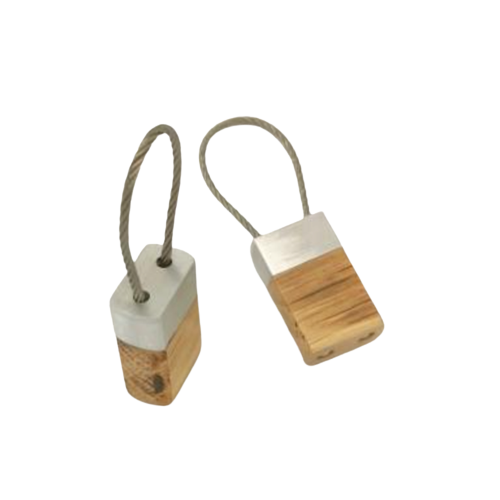 Porte-clés Art Déco en chêne et métal Made in France