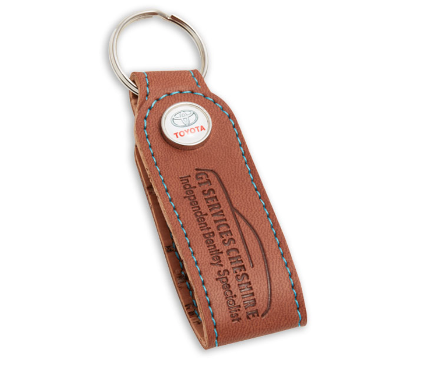 Porte-clés en cuir de pomme avec étiquette résine