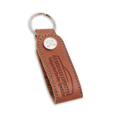 Porte-clés en cuir de pomme avec étiquette résine