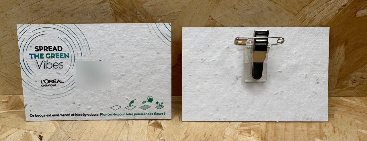 Badge en papier ensemencé, à planter avec pince crocodile - 2