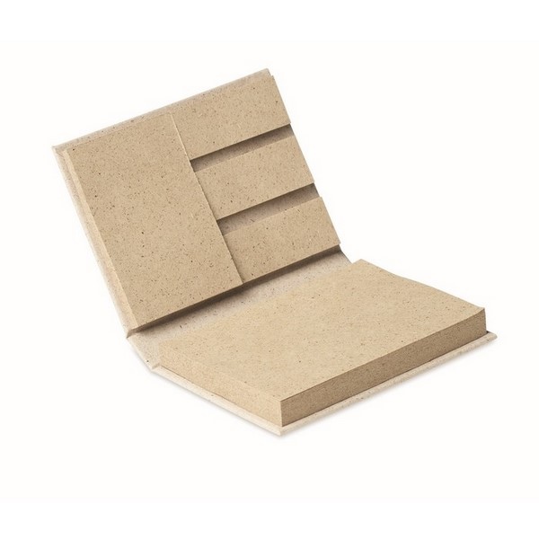 Bloc-notes adhésives papier d'herbe et couverture en carton