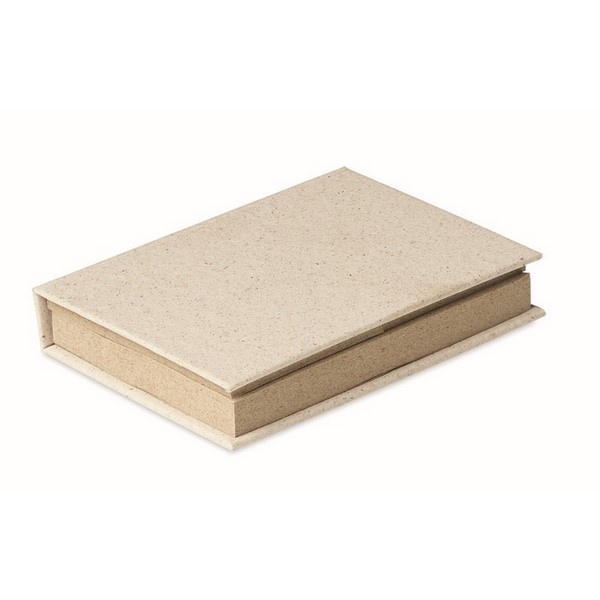 Bloc-notes adhésives papier d'herbe et couverture en carton -