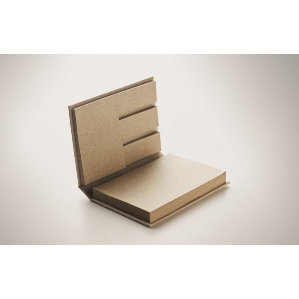 Bloc-notes adhésives papier d'herbe et couverture en carton -