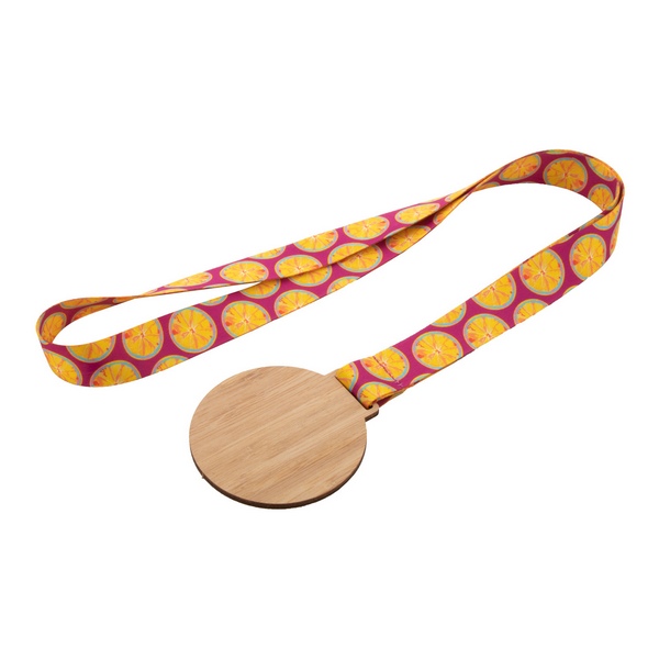 Tour de cou rPET avec médaille en bambou -