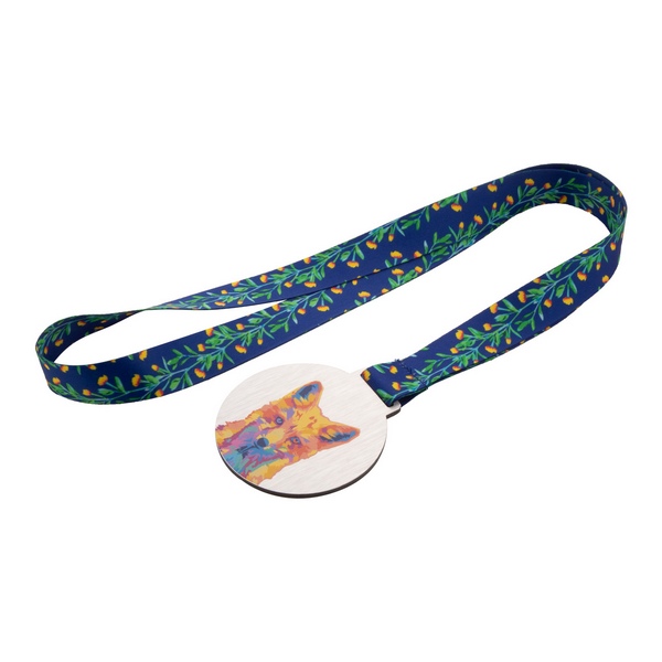 Tour de cou en rPET avec médaille en aluminium -