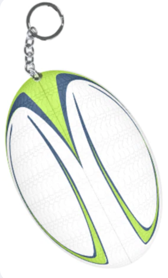 Porte-clé ballon de rugby en matières recyclées