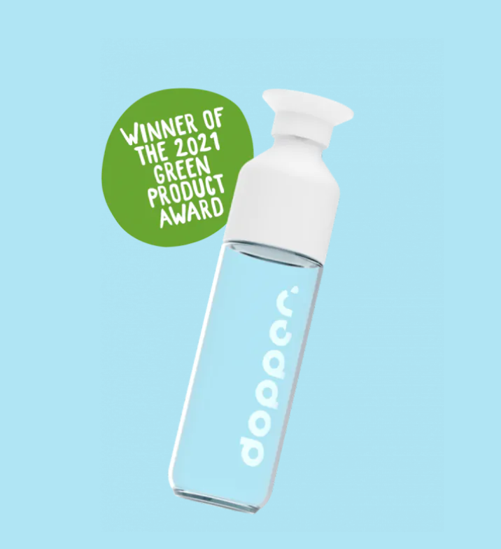 Gourde Glass en verre réutilisable avec gobelet intégré dans le bouchon -