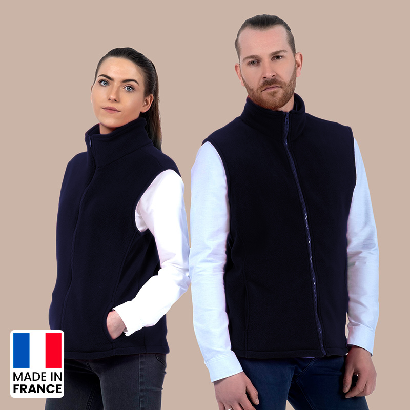Veste polaire unisexe avec ou sans manche Made in France -